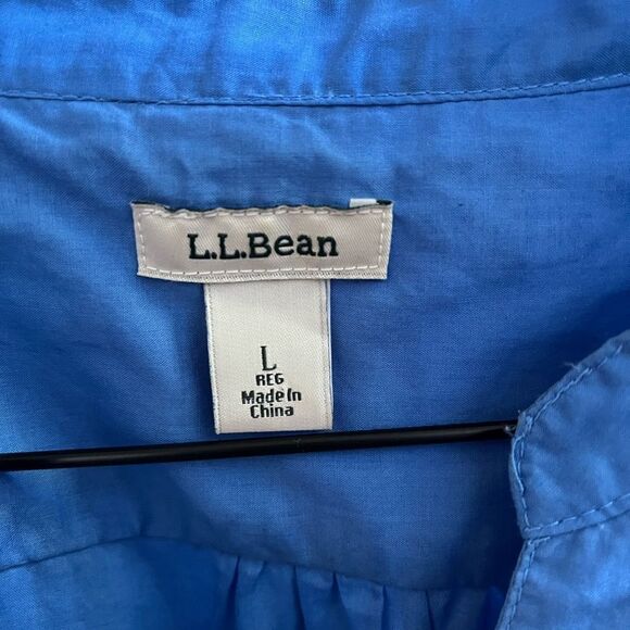 L. L. Bean Lightweight Embroidered Blue Cotton Tunic sz L EUC - Picture 3 of 6